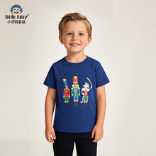 欧美跨境货源26年春夏儿童短袖T恤卡通国王圆领印花男童现货童装