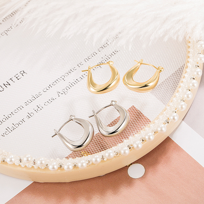 French Earrings Suitable for Round Faces, Slimming Look Water Drop Earrings for Women, Normcore Plain Hoops, High-End Exaggerated Texture Earrings