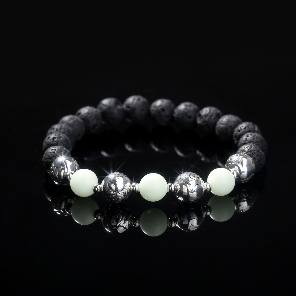 Bracelet de perles lotus phosphorescent brillant dans le noir_voghion.com