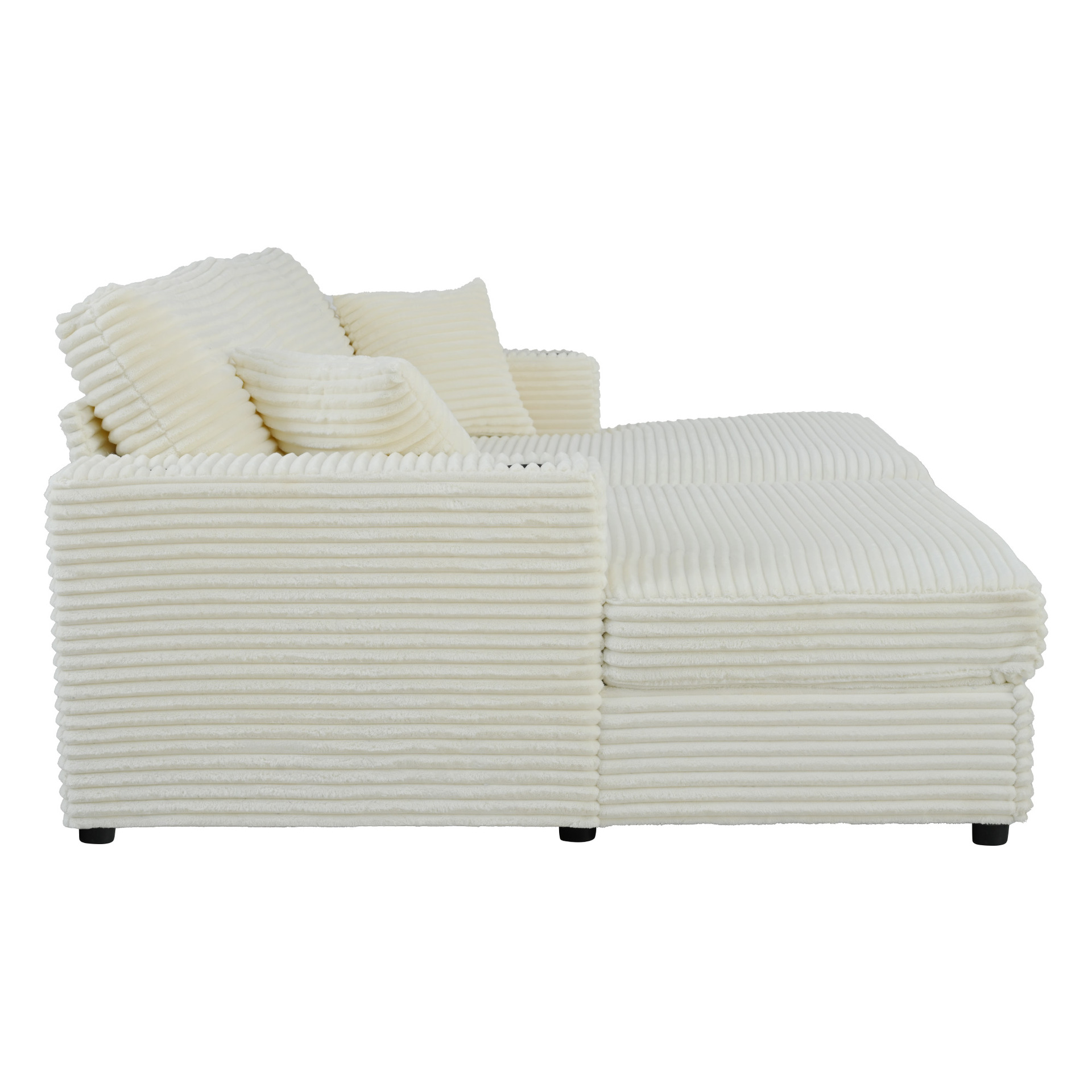Cream Sands moderna mini sala de estar ultra ancha sentada profunda línea recta suave plum mat sofá de tela image 3