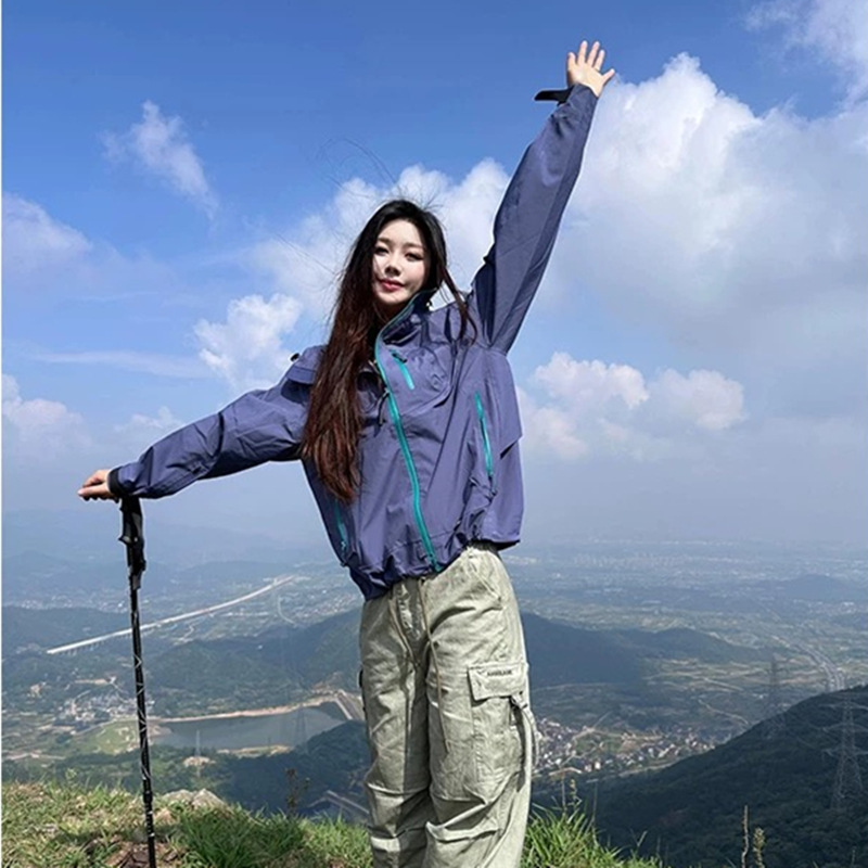 Empty Mountain Rain Jacket Men's and Women's Outdoor Waterproof Hiking Mountain Climbing Jacket Jacket 3L Rubber Hard Shell Jacket