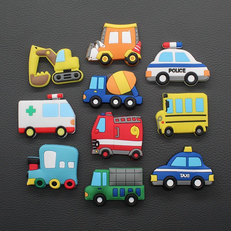 Pegatinas magnéticas pegatinas de refrigerador pegatinas creativas dibujos animados lindos un conjunto de automóviles pegatinas de educación temprana para niños antichoque