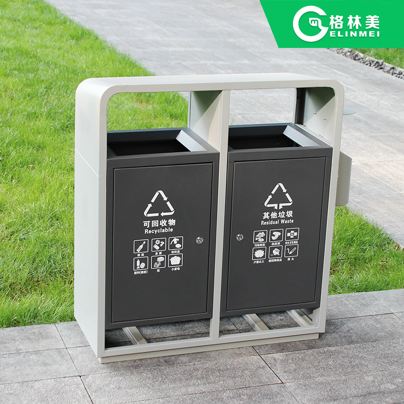 Outdoor Sorting Trash Cans for Community Sanitation, Large Street Municipal Garden Bins, School Property Sales Office Outdoor Sorting Trash Cans for Community Sanitation, Large Street Municipal Garden Bins, School Property Sales Office