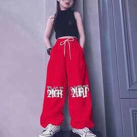 跨境美式嘻哈街舞炸街运动休闲长裤女童中大童hiphop潮牌跳舞潮流