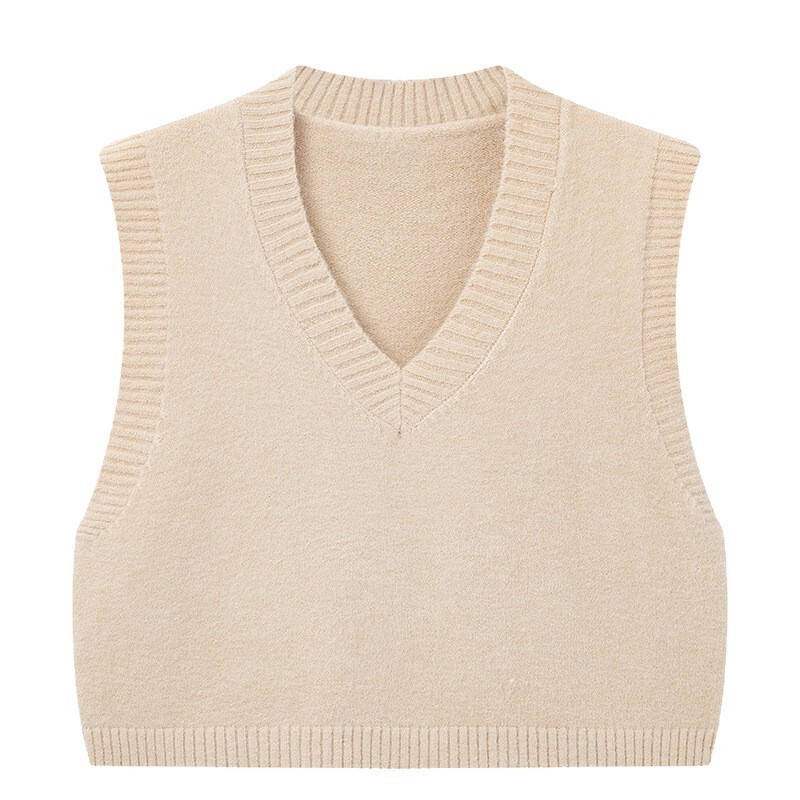 2025 New V-Neck Sweater Vest Vest Spring & Fall Preppy Style Waistcoat Literary Short Loose Vest Women's Knitted 2025 New V-Neck Sweater Vest Vest Spring & Fall Preppy Style Waistcoat Literary Short Loose Vest Women's Knitted