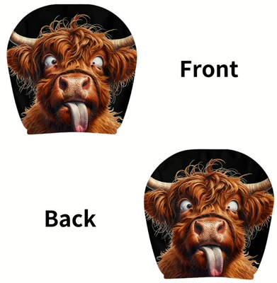 customers, car seat cover | Universal seat cover - tongue-out-cow-double-sided-printing-1-piece