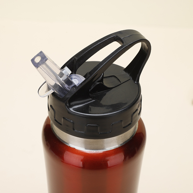 De Acero inoxidable simple olla escalada 304 de doble capa de aislamiento al vacío taza deportes al aire libre botella de agua con paja taza de agua portátil