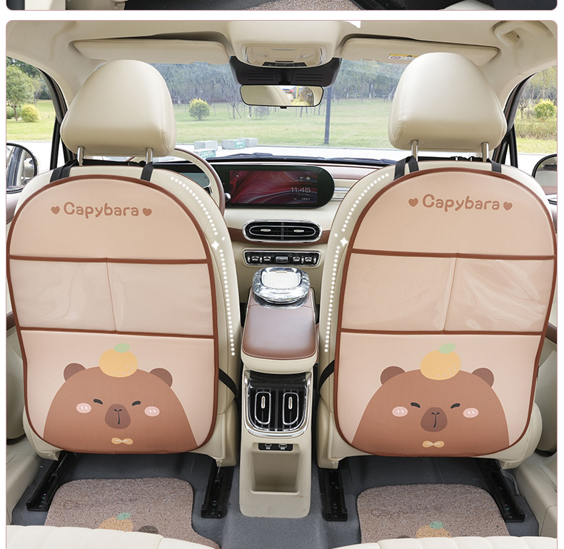 Cartoon cute car anti-kick pad wear-resistant anti-dirty car chair back protective pad leather car storage anti-kick pad