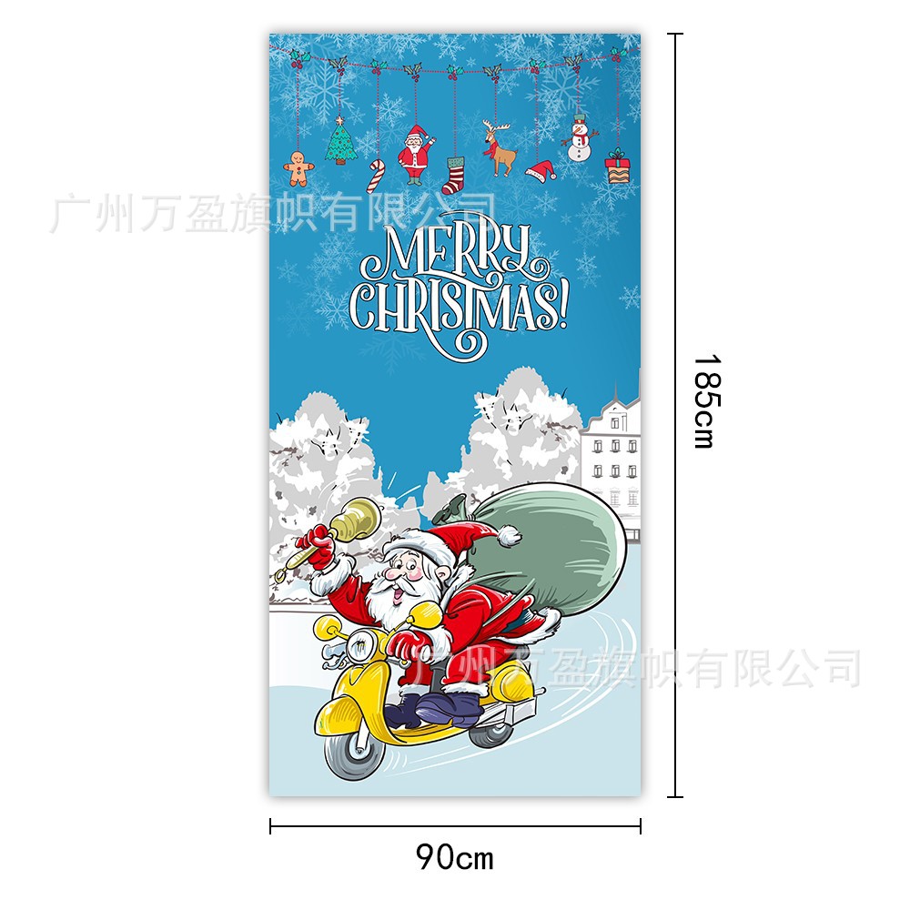 2025 nuevos productos de navidad cortina de bandera Santa Claus para ver la hoja de regalo decoración de tela colgante Bandera de bienvenida de Navidad