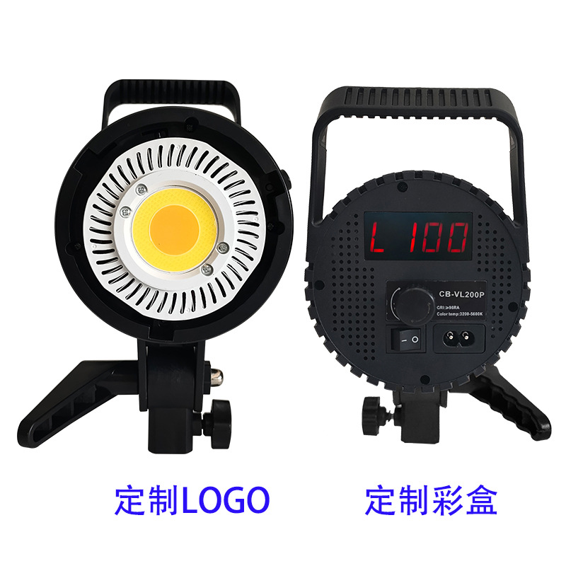 定制 网红直播拍照LED液晶屏美颜补光灯 足瓦COB常亮金属壳摄影灯