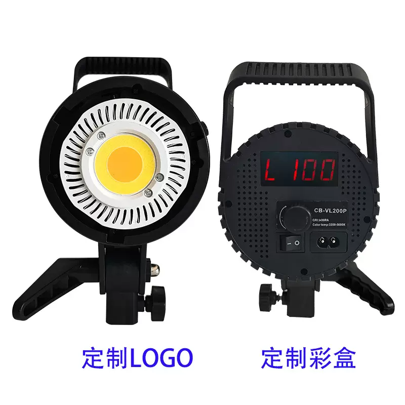 定制 网红直播拍照LED液晶屏美颜补光灯 足瓦COB常亮金属壳摄影灯