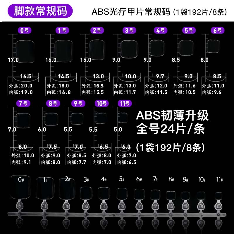 192 unids/pie ABS hoja de uñas de alta permeabilidad (yardas regulares w082)