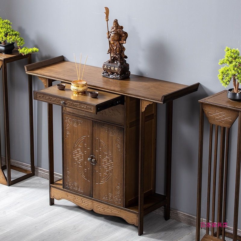 Solid Wood Altar Table for Home Use, Simple Incense Table, Chinese-Style Shrine Cabinet, God of Wealth Offering Table, Strip Table