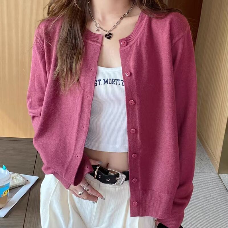 Thin Suspender Skirt, New Sweater, Knitted Cardigan Jacket 2025, with Niche Trendy Women's Long-Sleeved Tops for Autumn