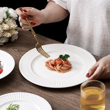 私人会所餐具中式圆盘商用摆台吃饭金边餐具北欧餐厅轻奢陶瓷