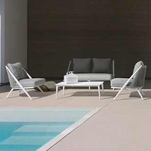 Outdoor Sofa Rattan Chair Combination Double Courtyard Balcony Terrace Rattan Sofa Sun Room Hotel B&B Furniture