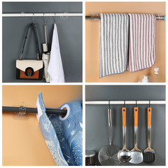 Towel bar hook spring clip curtain bed curtain rod clip no-drill fixer adhesive extensible rod sticky hook