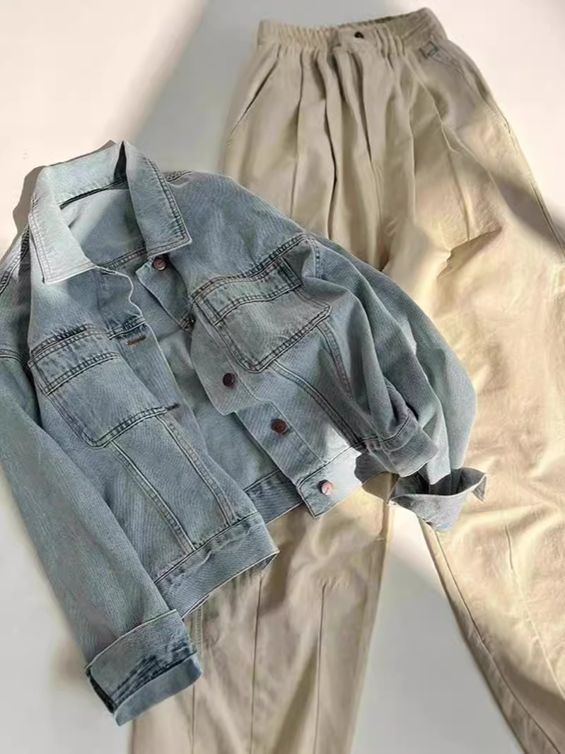 ネットの赤いヨーロッパ式の水は綿の復古のデニムのコートを洗います。