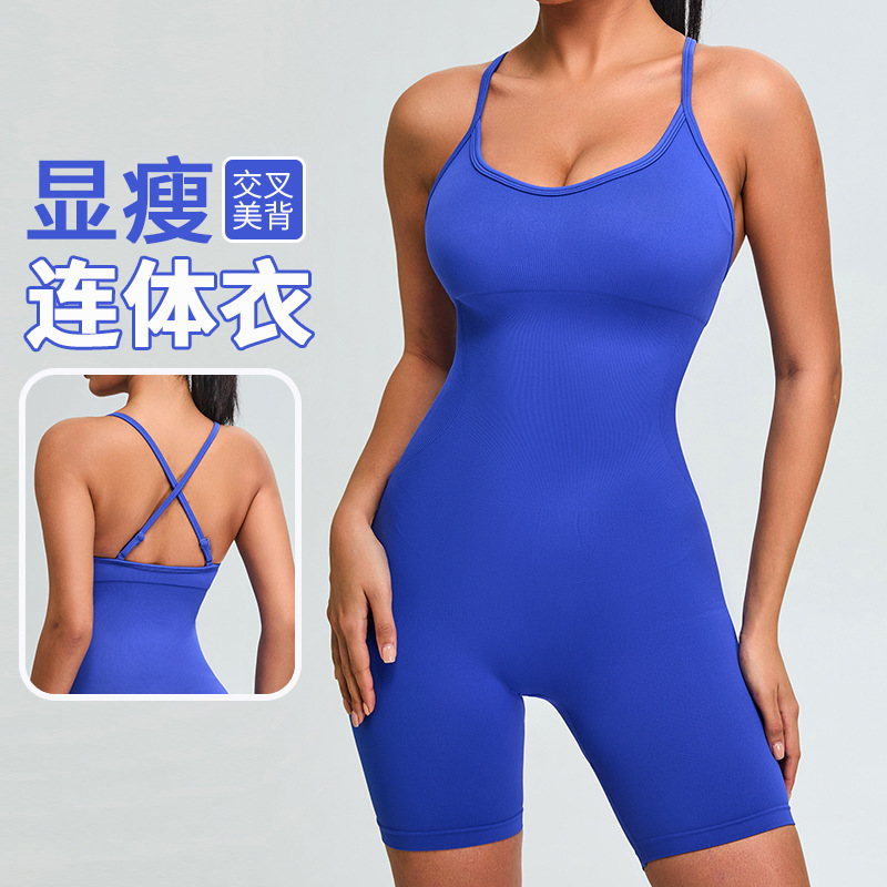 Nuevo estilo europeo y americano eslinga hermosa espalda yoga sin costuras mono mujer ajustado y delgado levantamiento de cadera fitness mono ropa deportiva