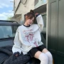 长袖印花宽松撞色卫衣