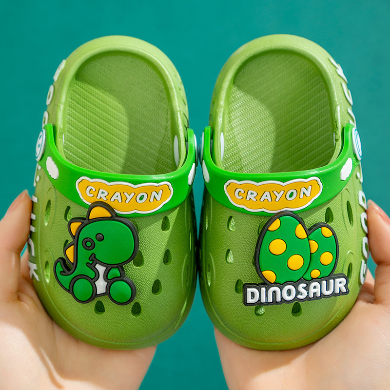 Dinosaur Baby Clogs for 1-3 Year Olds, Waterproof, Anti-Collision, Closed-Toe Children's Slippers, Summer Girls' Toddler Non-Slip Shoes for Girls