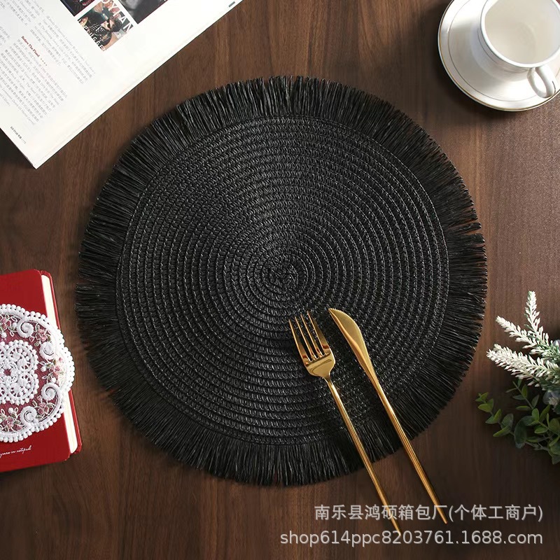 Tejido a mano almohadilla de comedor europea almohadilla de decoración circular almohadilla de aislamiento térmico almohadilla de platos almohadilla de tazas cocina simple almohadilla de comedor