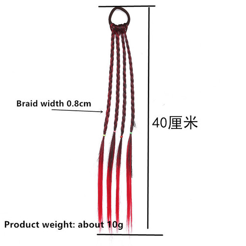 Cross-border cute girl colorful wig hair ties princess twist braid elastic headband ponytail fashionable children's hair accessories