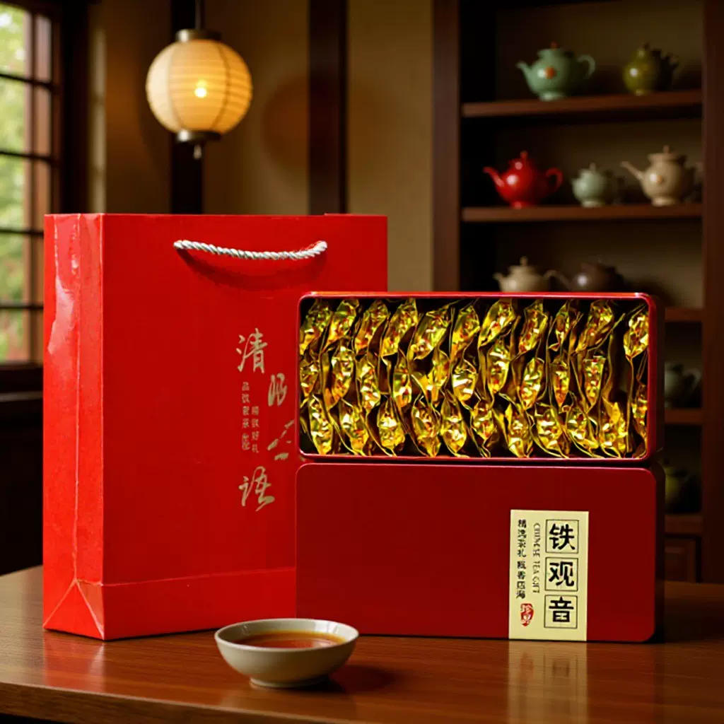 安溪铁观音乌龙茶礼盒装新茶32包250g茶叶定制小包装送礼袋代发