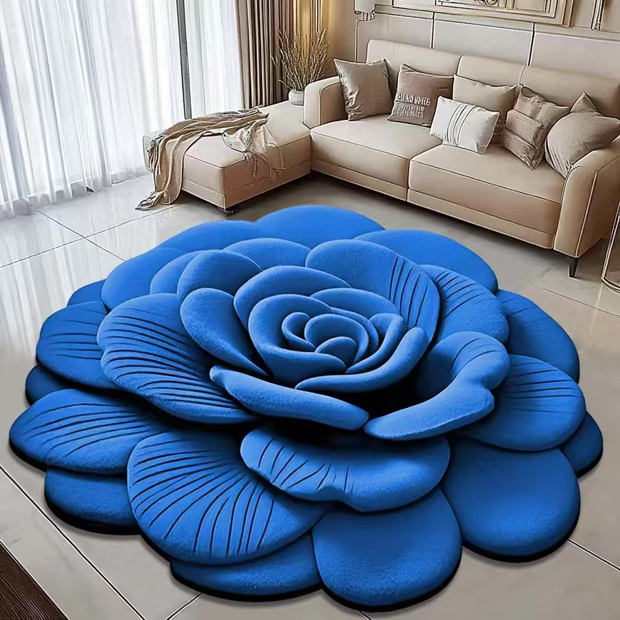 Grensoverschrijdende 3D visuele vloermat van kristalfluweel, antislipmat met bloemenpatroon voor badkamerdeur, groothandel in slaapkamertapijten_voghion.com