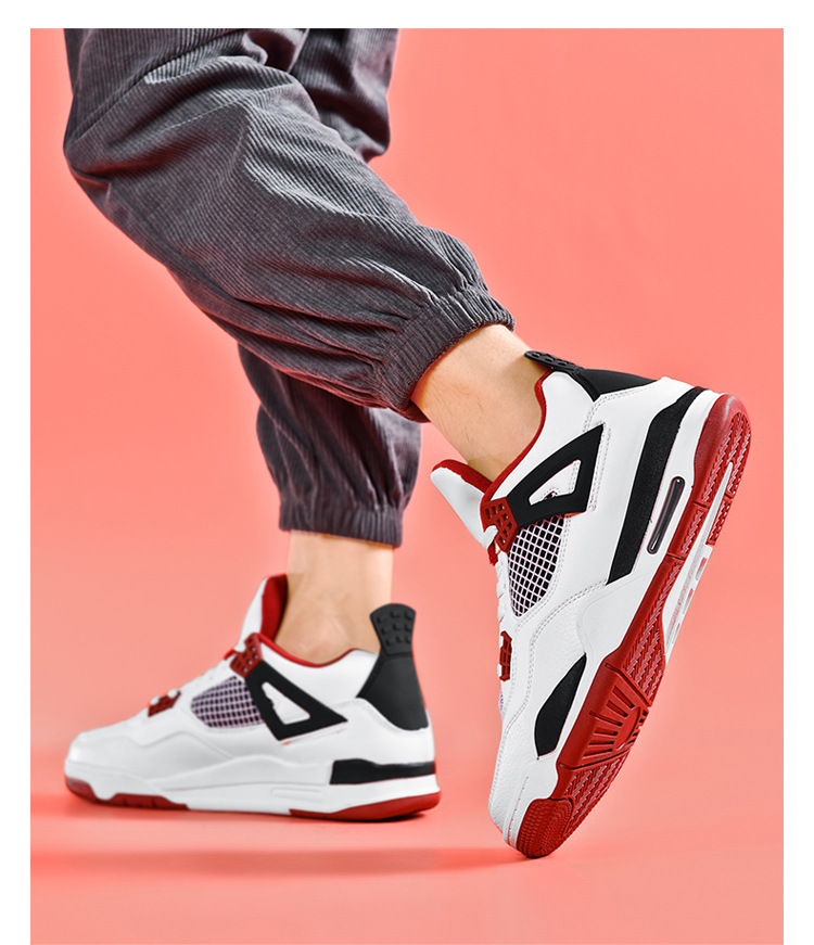 Giày thể thao nam AJ4 phong cách đường phố, sneaker unisex dễ phối đồ — AJ4 đen xám chi tiết 32