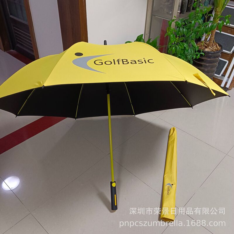 Export India golf umbrella color full fiber bone automatic black rubber sunscreen GolfBasic
