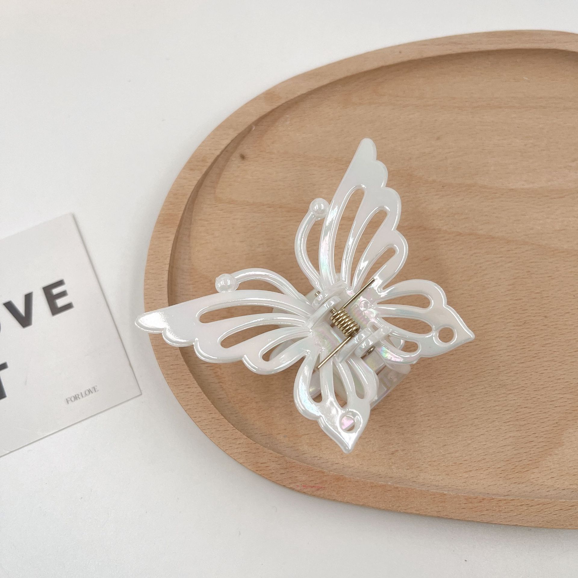 Colorido transparente humano pescado pinza de pelo grande Super Hada mariposa horquilla hembra espalda cuchara updo tiburón pelo clip accesorios para el cabello al por mayor