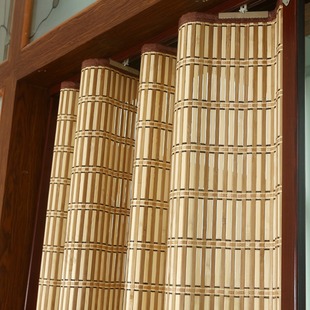 ✅ Bamboo Curtain Folding Sliding Door Bamboo Curtain Door Partition Household Simple Bamboo Door Curtain Living Room Sunshade Door Curtain Shop Bamboo