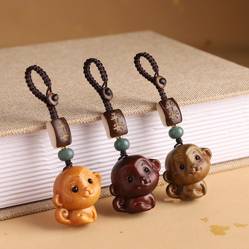 Tigerwood Twelve Zodiac Monkey Male and Female Car Keychain Pendant Small Monkey Retro Creative Safekeeping Ornament