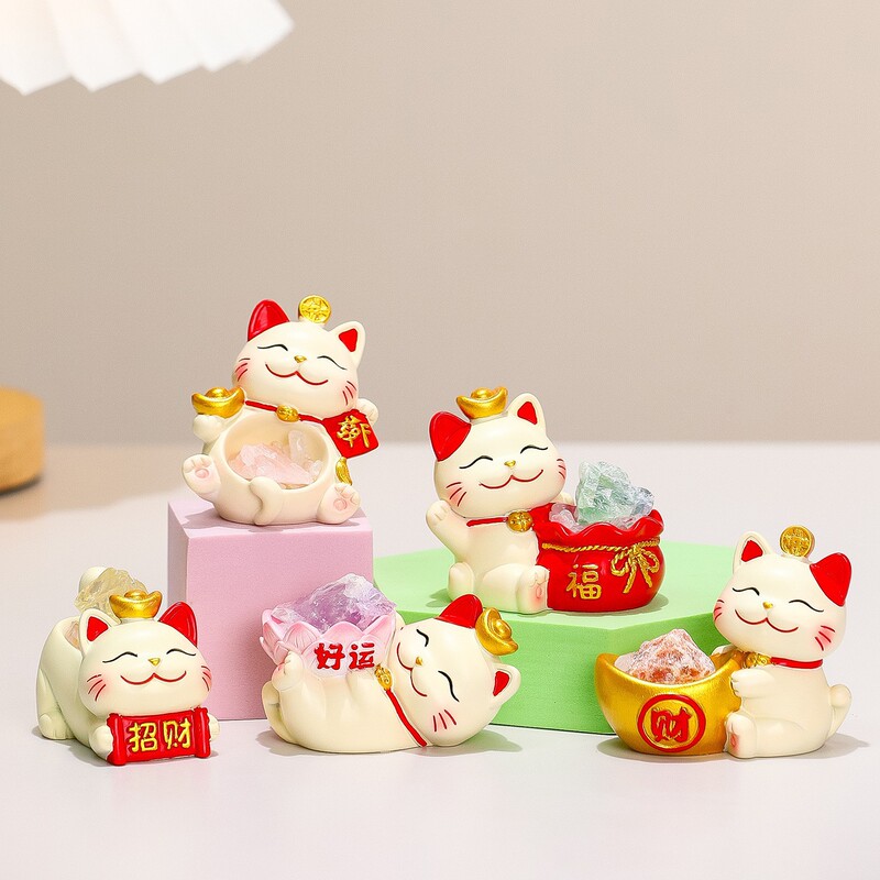 かわいい猫クリスタルブラインドボックス装飾品クリエイティブトレンディなデスクトップ装飾樹脂工芸品新しいギフトかわいい新しい|undefined