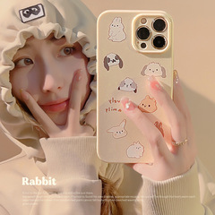 Soft Cute Milky Yellow Rabbit iPhone 14 Case Apple 13 Original 11 Silicone Soft Case 12 Suitable for 15 Pro Max