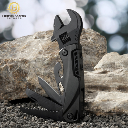 Outdoor camping multi-function wrench pliers multi-purpose adjustable wrench folding knife saw EDC wrench combination tool wholesale