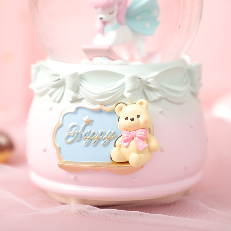 ガーリーかわいい木馬クリスタルボール漫画ユニコーンオルゴールデスクトップ装飾装飾品学生の誕生日プレゼント|undefined
