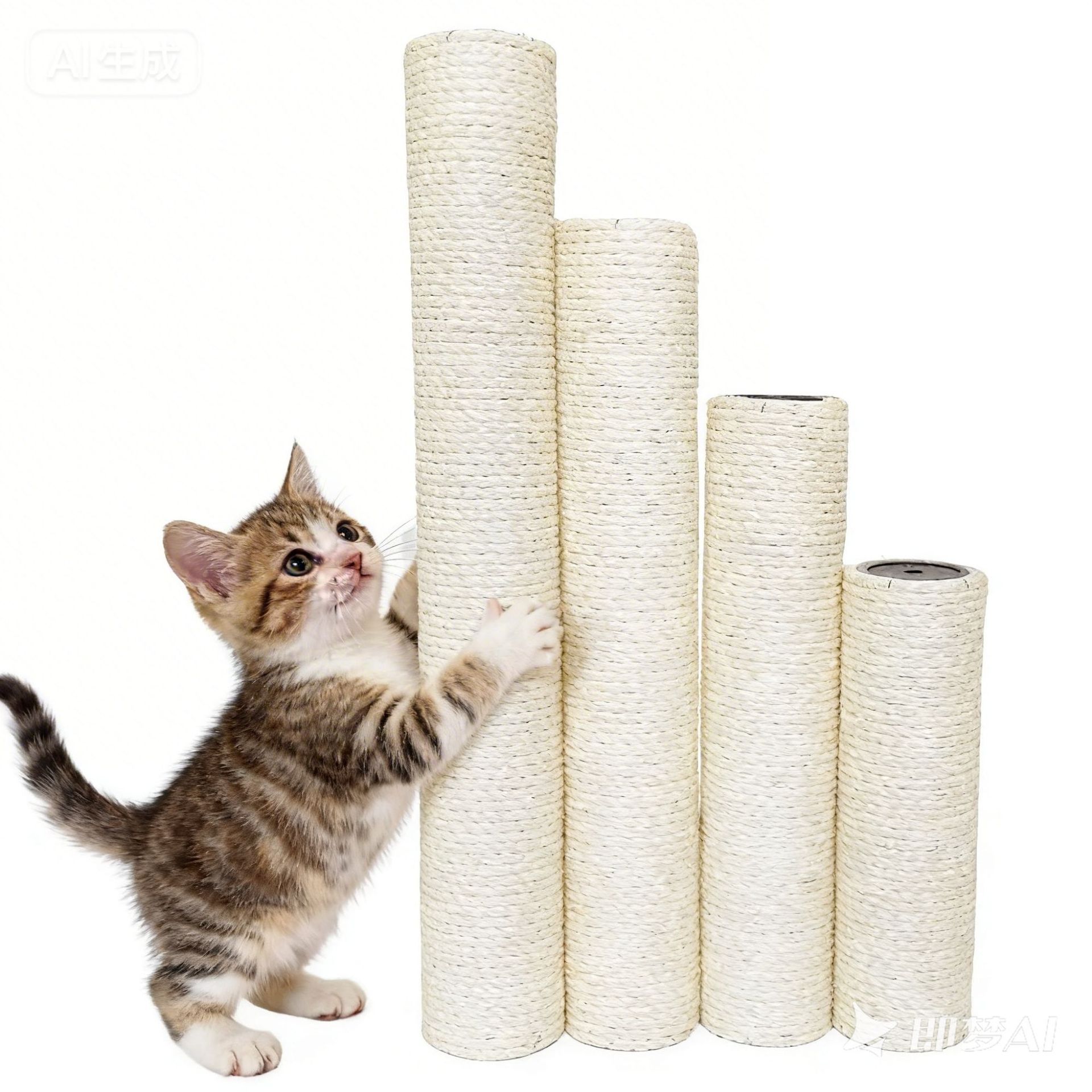 White sisal column / 6*15cm
