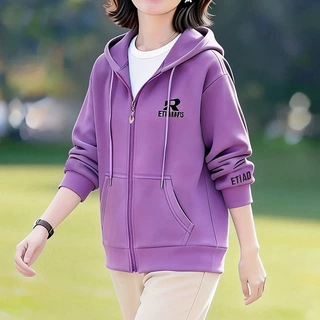 休闲连帽卫衣外套女春秋2026新款时尚百搭拉链开衫运动上衣跑步衫
