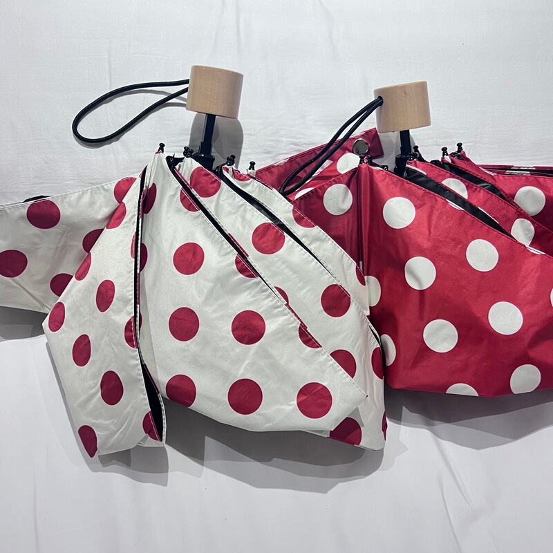 Retro Red Polka Dot Umbrella for Women, Automatic Sunshade Umbrella, Dual-Use for Sun and Rain, Uv Protection, Foldable Umbrella