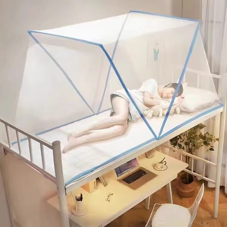 Mosquiteros de alojamiento de estudiantes plegables sin instalación para dormitorios individuales, cama superior y inferior, cifrado universal