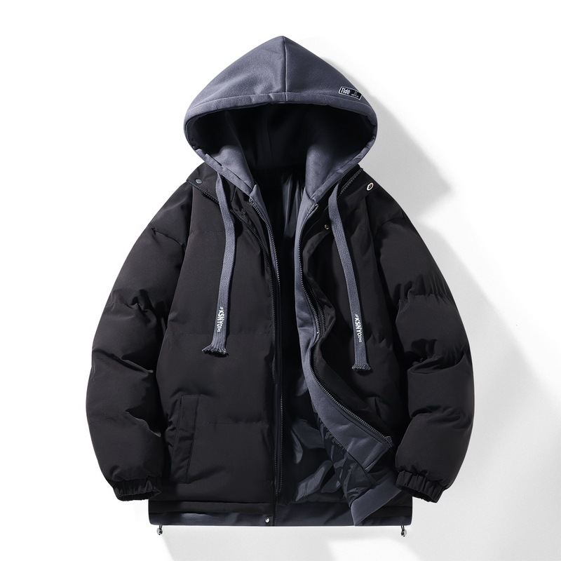 Capa de algodón de pluma transfronteriza de invierno para hombres dos piezas con capuchón de algodón de tamaño grande para hombres chaqueta de algodón cálida de moda image 3