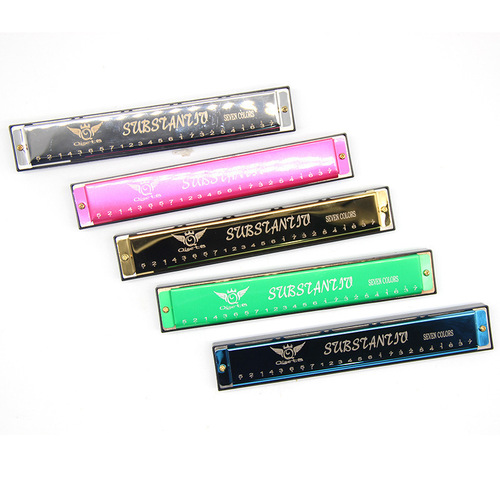 New music chromatic harmonica 24 holes street stall kindergarten playing small mouth organ cartoon toy factory wholesale