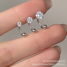 跨境速卖通s925纯银超闪四爪锆石拧螺丝耳钉女耳饰简约耳钩批发