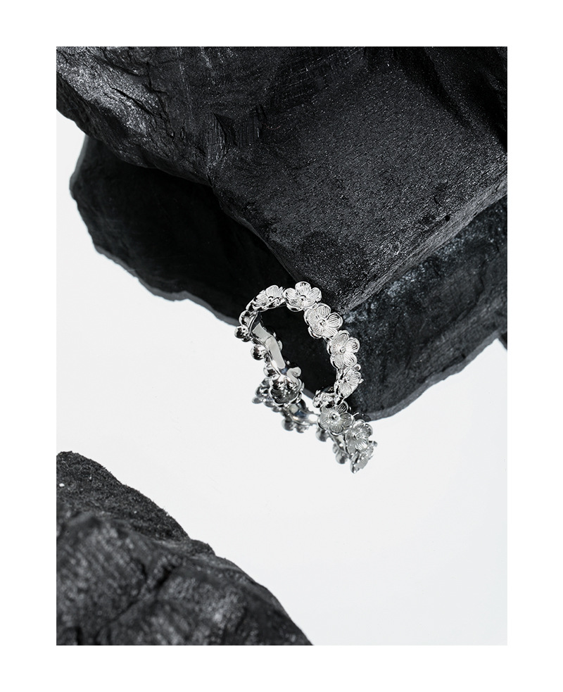 INS Style Flower Sterling Silver Plating Open Ring 1 Piece