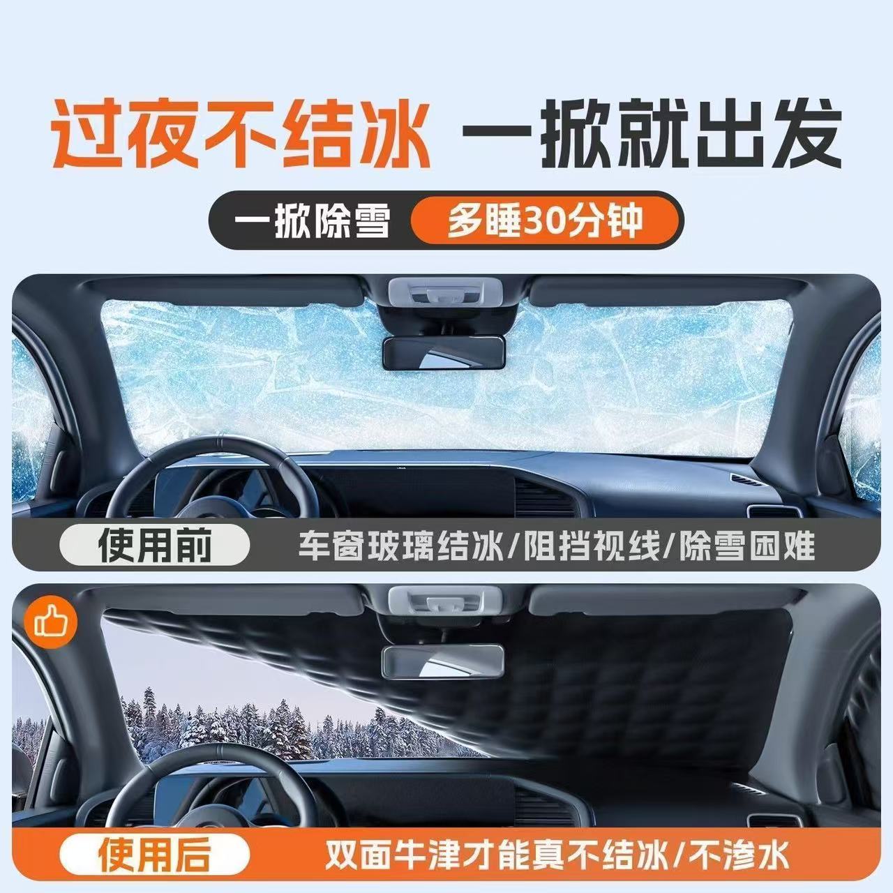 Extended three-window Oxford cloth car cover, sunshade, thickened for snow, frost, and freeze protection