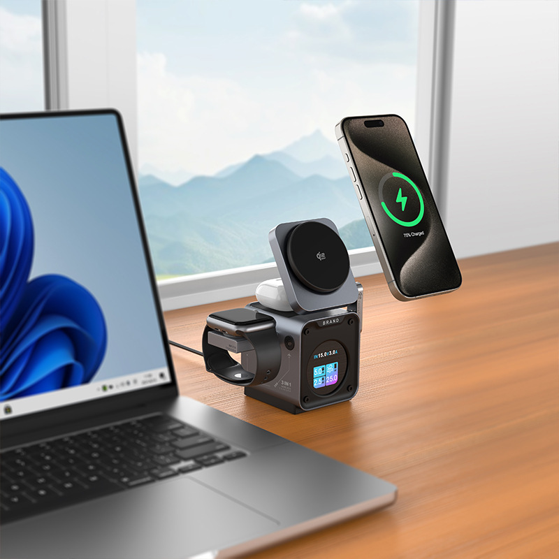 T15 Qi2.2Magsafe Magnetic Three-In-One Wireless Charger 25W Fast Charging Desktop Clock Light Wireless Charging T15 Qi2.2Magsafe Magnetic Three-In-One Wireless Charger 25W Fast Charging Desktop Clock Light Wireless Charging
