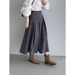 那末复古文艺学院风格子百褶裙女高腰显瘦通勤气质伞裙半身裙6132
