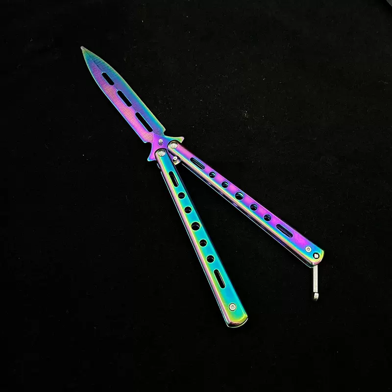 全钢蝴蝶甩手练习刀户外折叠CSGO蝴蝶训练刀花式便携练习刀未开刃